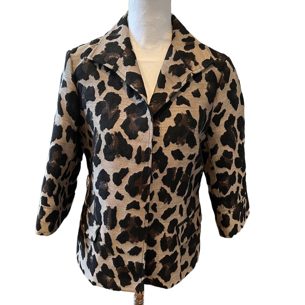 Lafayette 148 New York Animal Print Jacquard Wool Blazer 8